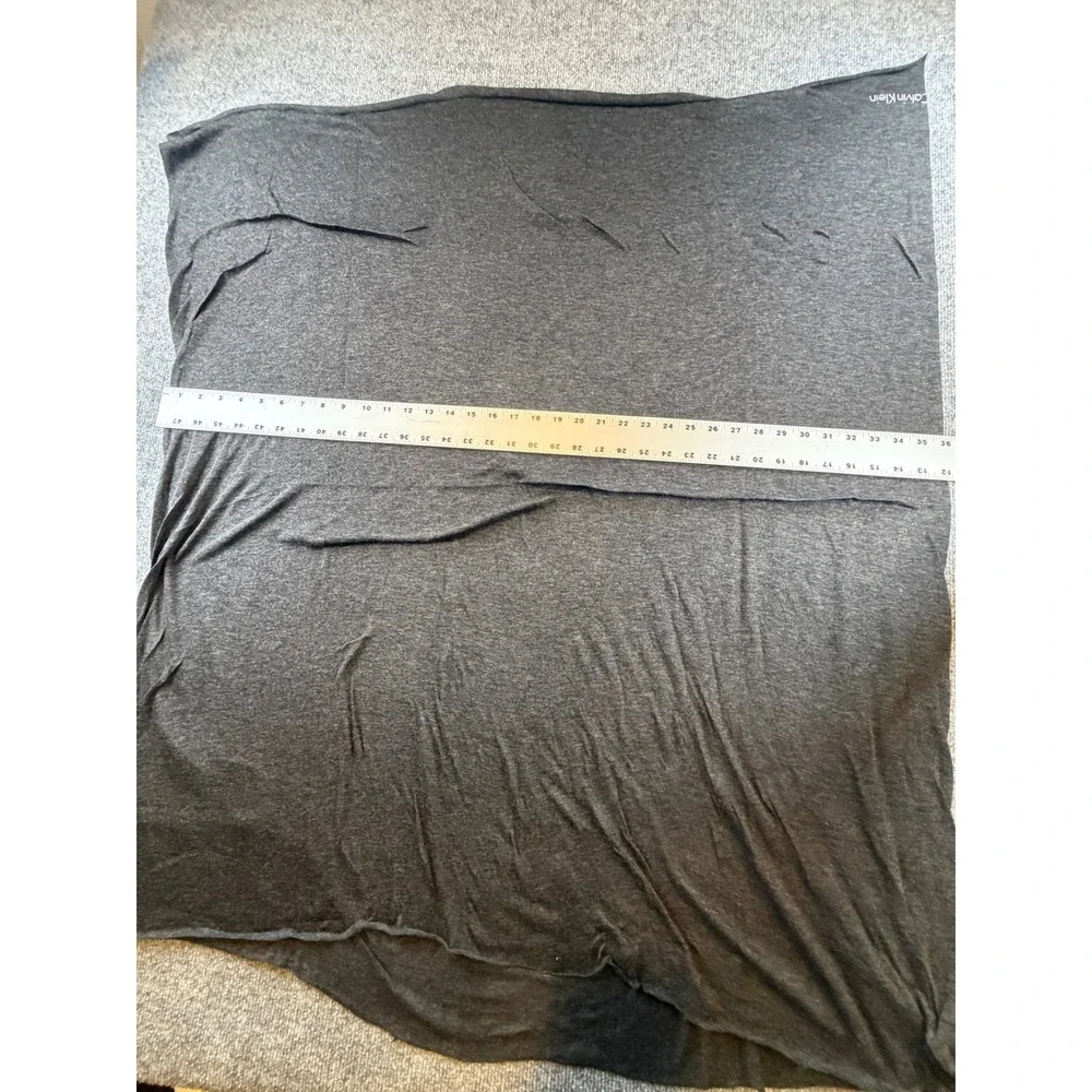 Calvin Klein Charcoal Gray Jersey Knit Soft Throw Scarf Logo Print 42x35
